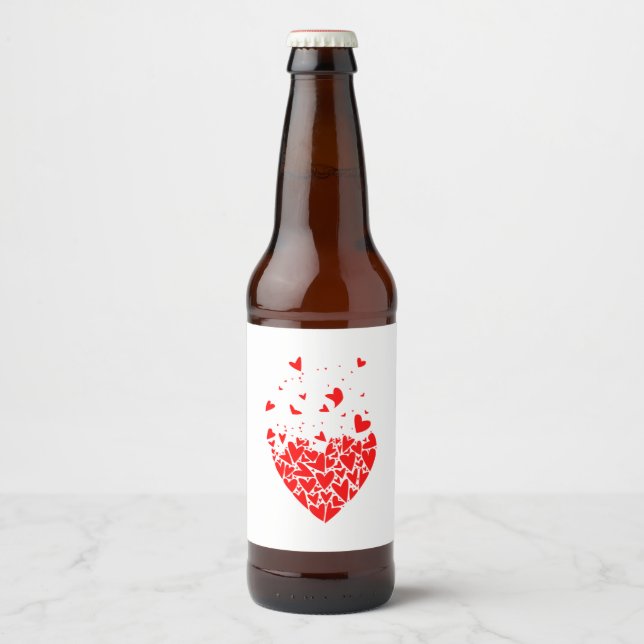 Flyaway Liebe Hearts Bierflaschenetikett (Vorderseite)