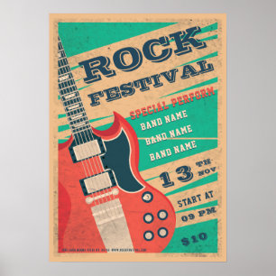 Flyer-Ankündigung des Retro Music Rock Festival Poster