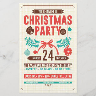 Flyer de fête rétro de Noël