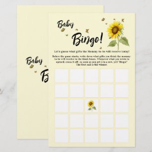 Flyer de jeu de bingo bébé tournesol avec papillon