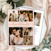 Flyer de remerciement de mariage rose avec un coll