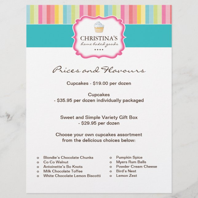 Flyer der Bäckereipreisliste (Vorne)