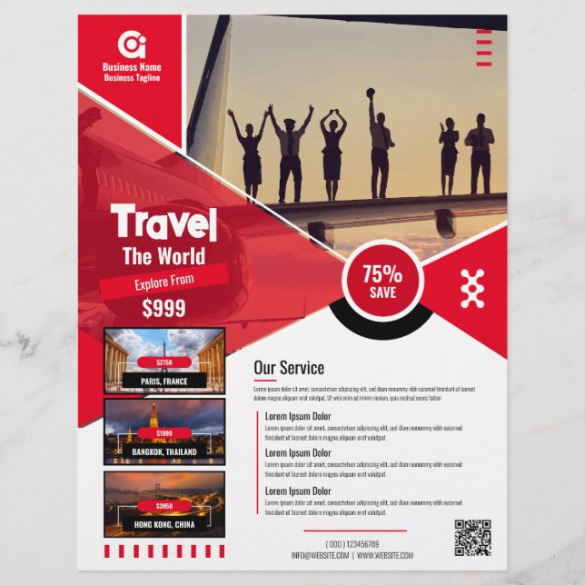 Flyer der Reiseagentur, Red Template (Vorne)