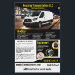 Flyer der Transportfirma<br><div class="desc">Dieser Flyer ist für eine Transportfirma,  die Menschen oder Lieferungen für Unternehmen transportiert. Gelb kann bei Bedarf in eine andere Farbe geändert werden.</div>
