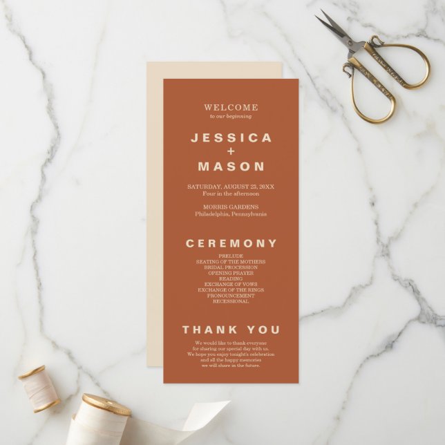 Flyer des modernen Boho Jewel Earth Tone Programms Programm (Vorderseite/Rückseite Beispiel)