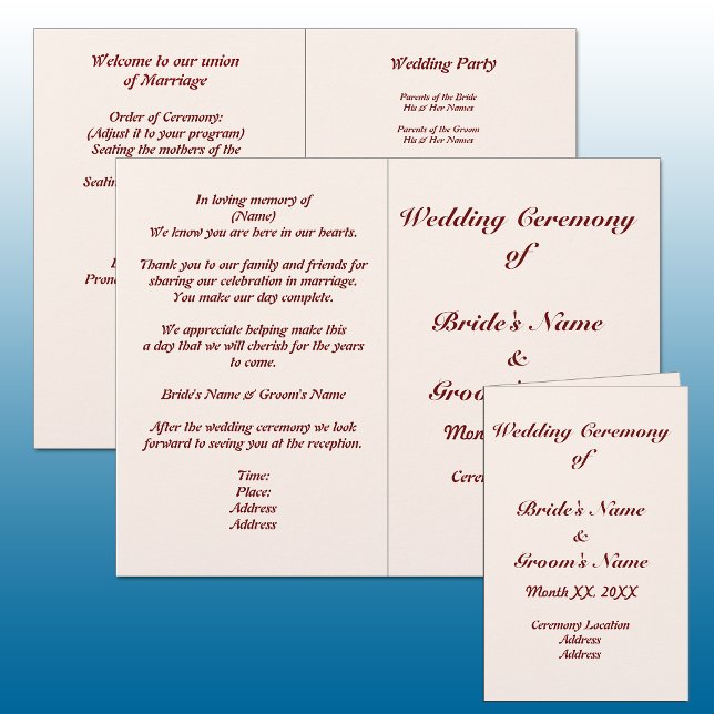 Flyer des Programms für personalisierte Hochzeiten (Personalized Bride and Groom Wedding Program Flyer)