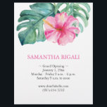 Flyer des Tropical Floral Grand Opening<br><div class="desc">Ankündigen Sie Ihre große Wiedereröffnung oder wir sind offen Veranstaltung im Stil mit diesen eleganten Flyern! Diese Flyer mit wunderschönen Aquarellfarben-Rosa-Hibiskus-Blume und üppigen Monstera-Palmen-Blätter eignen sich ideal für einen Wellness-Center, einen Schönheitssalon oder ein Unternehmen, das einen atemberaubenden ersten Eindruck machen möchte. Passen Sie die Vorlagenfelder an, um Ereignisdetails, Werbeaktionen oder...</div>