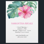 Flyer des Tropical Floral Grand Opening<br><div class="desc">Ankündigen Sie Ihre große Wiedereröffnung oder wir sind offen Veranstaltung im Stil mit diesen eleganten Flyern! Diese Flyer mit wunderschönen Aquarellfarben-Rosa-Hibiskus-Blume und üppigen Monstera-Palmen-Blätter eignen sich ideal für einen Wellness-Center, einen Schönheitssalon oder ein Unternehmen, das einen atemberaubenden ersten Eindruck machen möchte. Passen Sie die Vorlagenfelder an, um Ereignisdetails, Werbeaktionen oder...</div>
