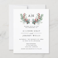 Flyer d'invitation de mariage à motif floral monog