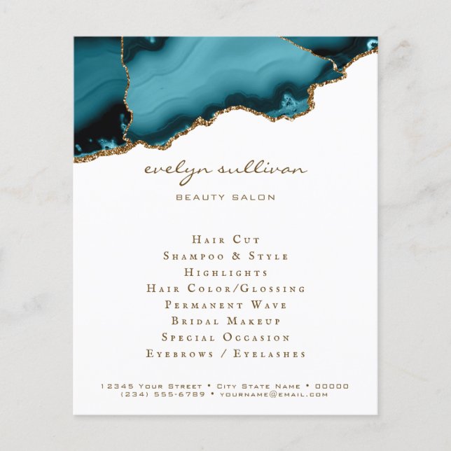 Flyer für aquamarine und goldene Agoniedesign (Vorne)