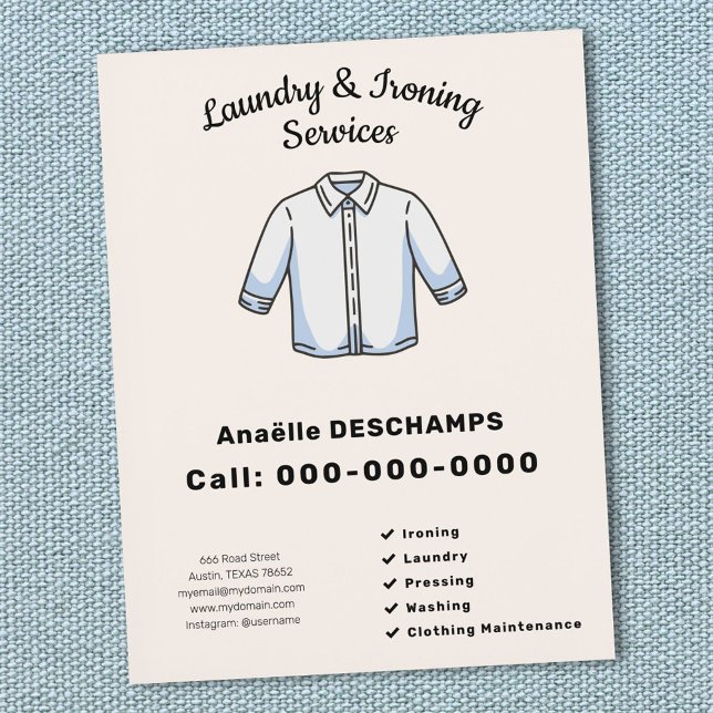 Flyer für Bügelservice und Wäscheservice (Ironing & Laundry Services Flyer)