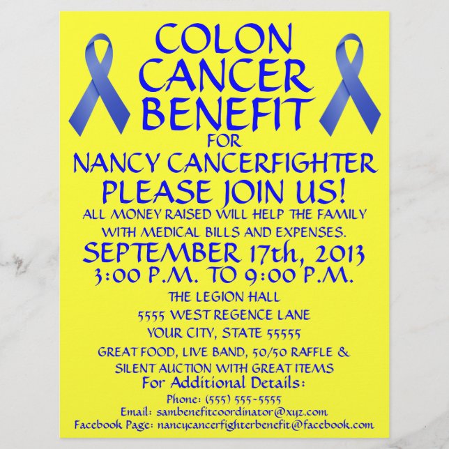 Flyer für Colon Cancer Fighter Benfit (Vorne)