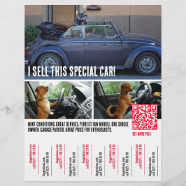 Flyer für den Verkauf von Autos in der Tränen