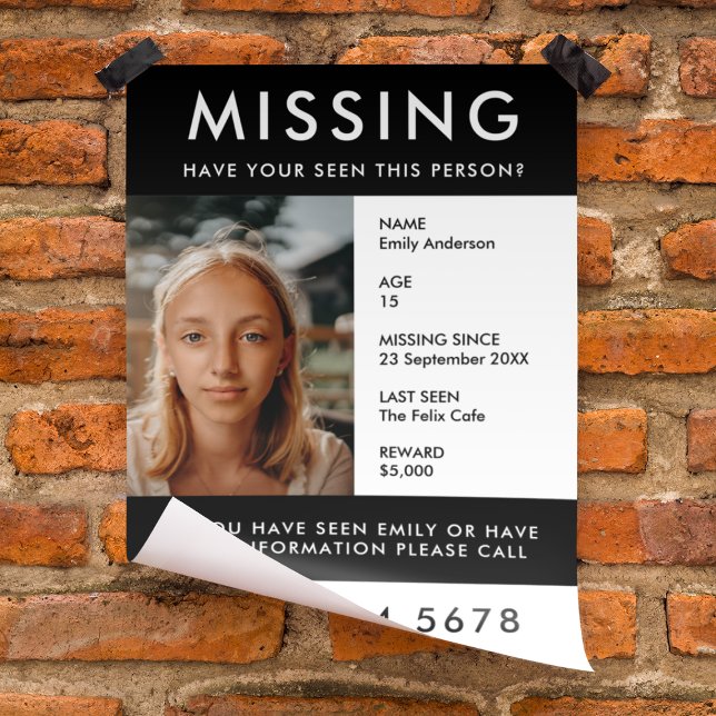 Flyer für die Auslieferung von Fotos für vermisste (Von Creator hochgeladen)