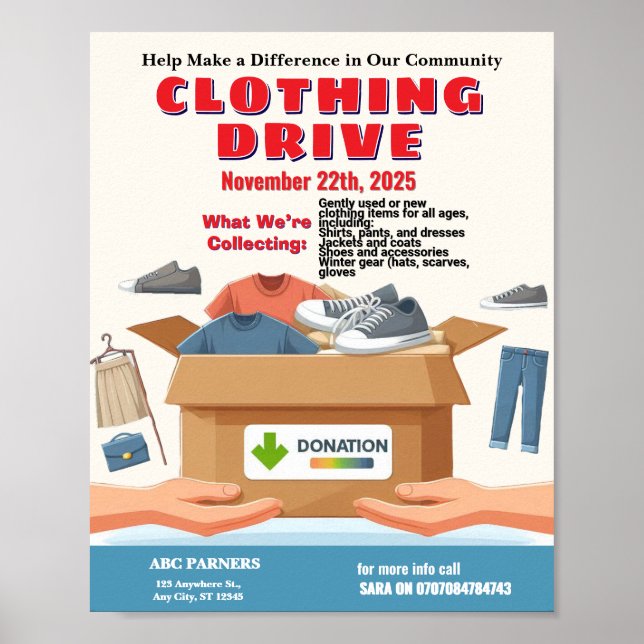 Flyer für die Donation von Kleidungslaufwerken - b Poster (Vorne)
