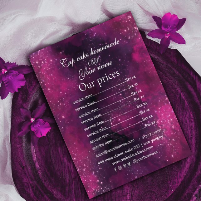 Flyer für die lila Eggplant-Preisliste (#pricelist #makeupflyer #foodflyer #dustyshadespurpleamethyst #lightpastel #lavender #springgarden)