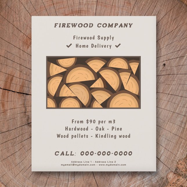 Flyer für Firewood-Lieferung (Firewood Supply & Delivery Flyer)