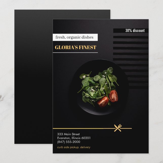 Flyer für gesunde Bio Restaurants Einladung (Vorne/Hinten)