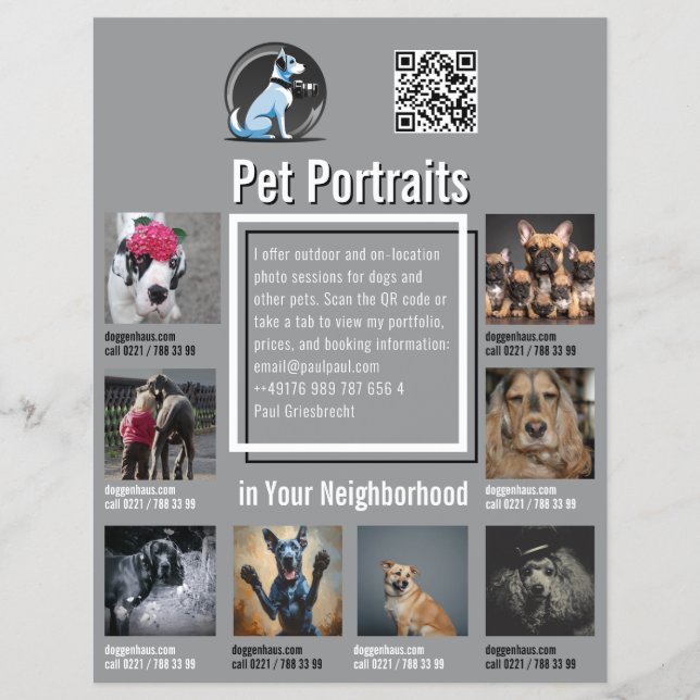 Flyer für Haustier-Fototermine mit QR-Code und Abr (Vorne)