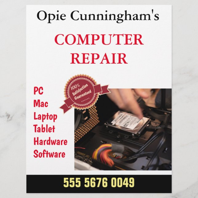 Flyer für kundenspezifische Computerreparatur (Vorne)
