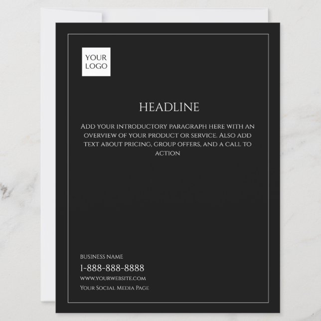 Flyer für Schwarze Minimal-Business-Marketing-Logo (Vorderseite)