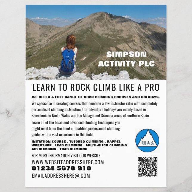 Flyer für Wanderer, Wandern und Klettern (Vorne)