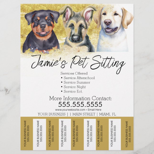 Flyer für Wasserfarbene Hunde Abreißen von Streife (Vorne)