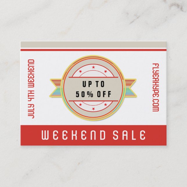Flyer Hype Badge Store Sale Marketing Red V3 Visitenkarte (Vorderseite)