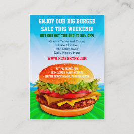 Flyer Hype Burger Cafe Restaurant Eatery Food Visitenkarte