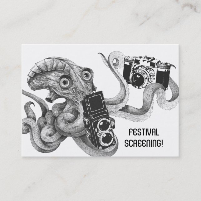 Flyer Hype Film Octopus Camera Film Screening Visitenkarte (Vorderseite)
