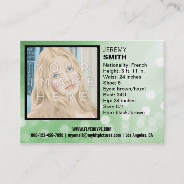 Flyer Hype Green Glow Headshot Business Card Visitenkarte (Vorderseite)