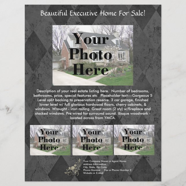 Flyer mit der Liste echter Anwesen (Vorne)