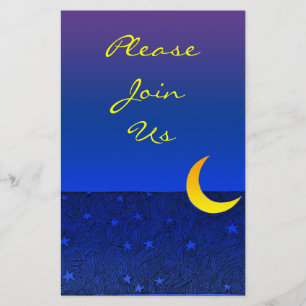Flyer personnalisé d'art vintage Lune et Étoiles