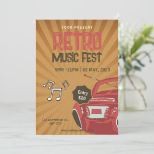 Flyer Retro Music Fest, Invitation Retro Music Par
