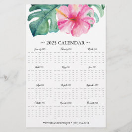 Flyer Rosa Tropische Blume 2025 Kalender