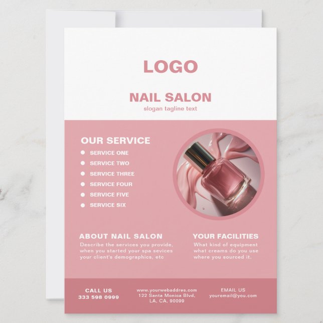 Flyer Rosa Weißnagelsalon  Preisliste Einladung (Vorderseite)
