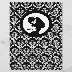 Flyer Salon Schmetterling Frau Silhouette Schwarz 
