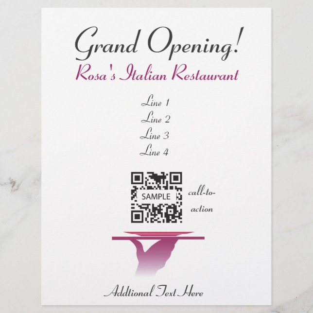 Flyer Template Rosa's Italian Restaurant (Vorne)
