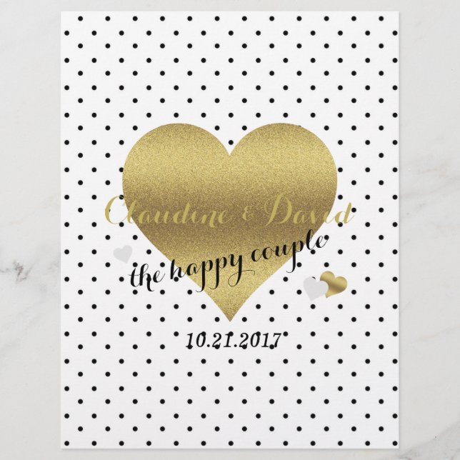Flyer "White and Gold Heart Polka Dot Zeremonie" (Vorderseite)
