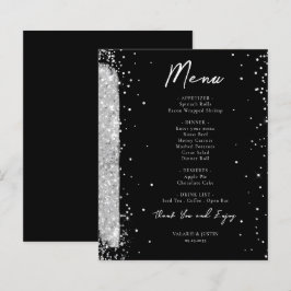 Flyer zum Hochzeitsmenü für Silver und Black Glitz