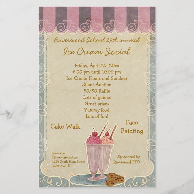 Flyer zur sozialen Ankündigung von Eiscreme (Vorne)