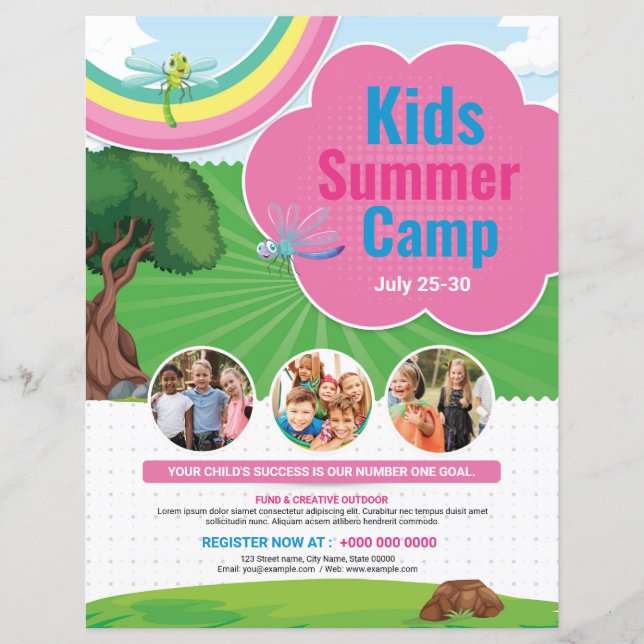 Flyers de camp d'été pour enfants (Devant)