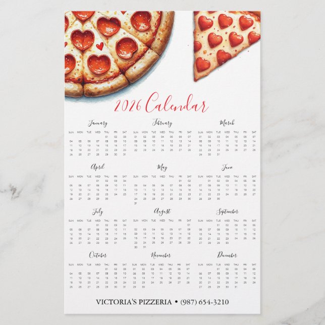 Flyers Pizzeria 2025 Kalender Flyer (Vorne)