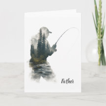 "Flyfisherman Double Exposure" Grußkarte