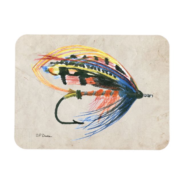 FlyFishing Lure Art Lachs Fly Lure Magnet (Horizontal)