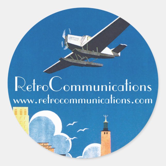 Flyg Retro URL Runder Aufkleber (Vorderseite)