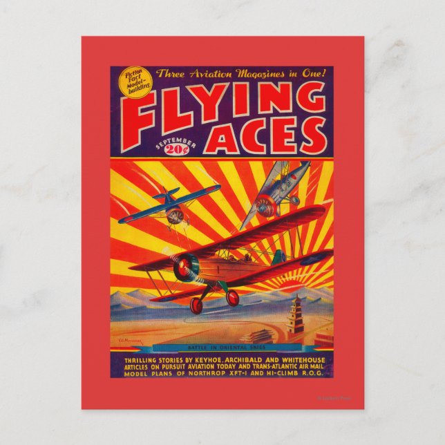 Flying Aces Magazine Cover Postkarte (Vorderseite)