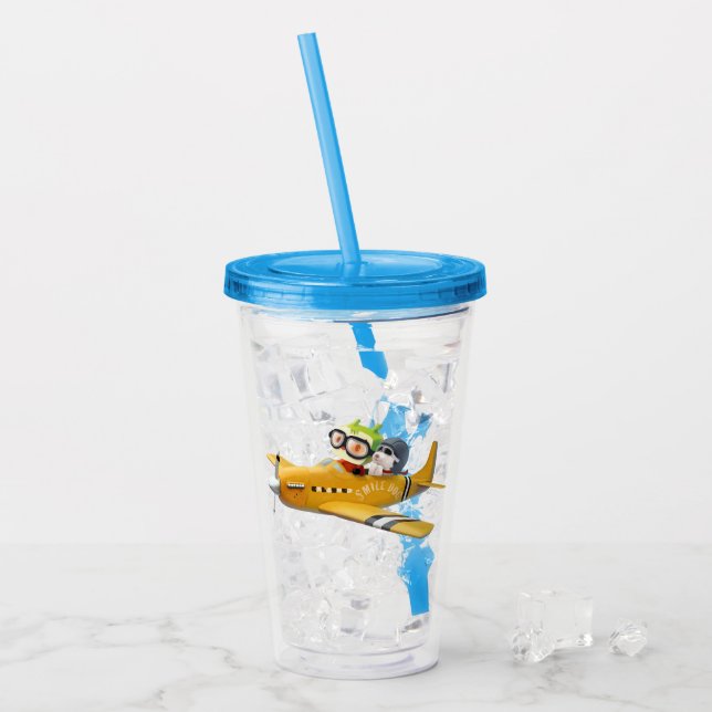 Flying Adventure mit Hund Acryltrinkbecher (Vorderseite Ice)