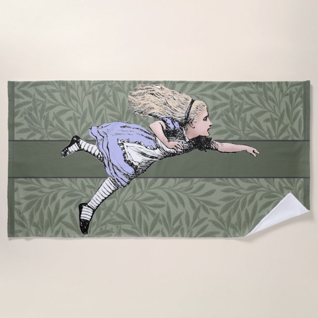 Flying Alice im Wunderland Looking Glass Strandtuch (Vorderseite)