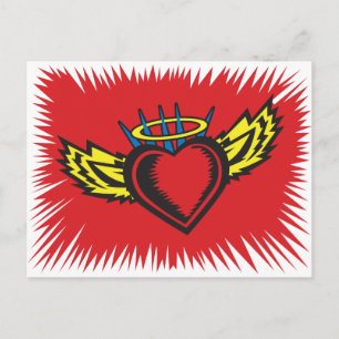 Flying Angel Heart Tattoo Postkarte